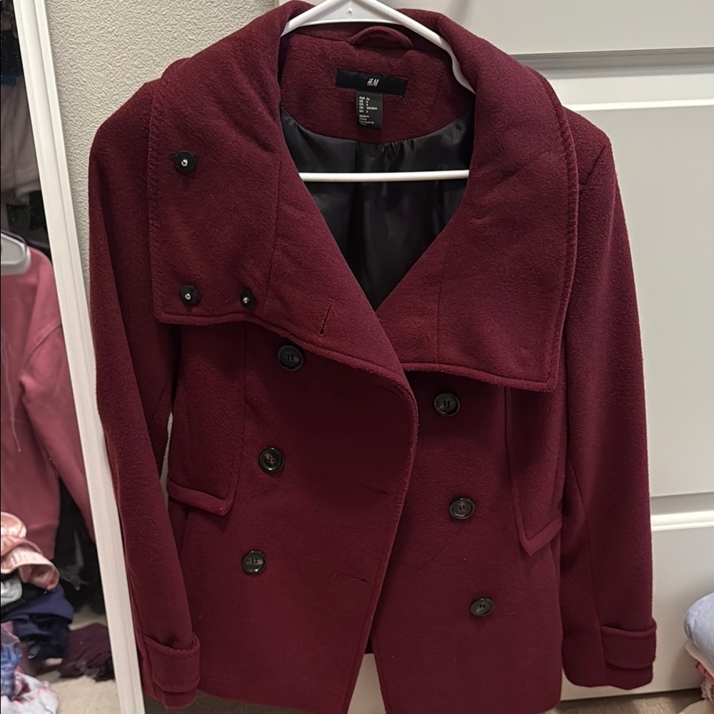 H&M Burgundy Pea Coat
